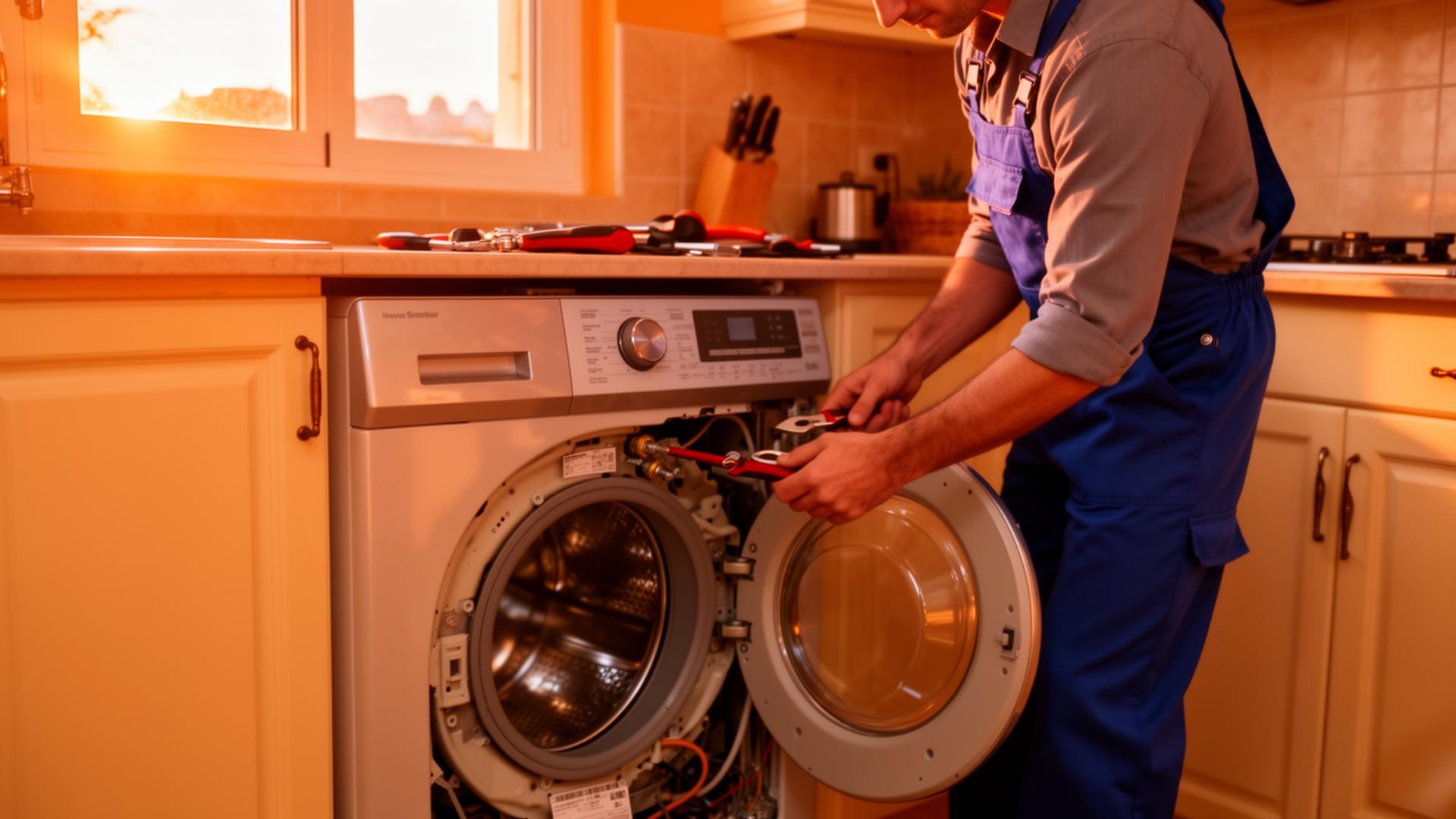 Técnico reparando una lavadora en Valencia